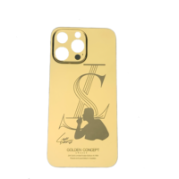 Nouveau design Personnalisable logo gravé motif arrière 24kt plaqué or téléphone verre arrière pour téléphone 1: 00 h commande de grande quantité