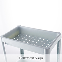 Chariot de rangement pour vaisselle de cuisine en plastique à 2 ou 4 niveaux Étagère de rangement à deux niveaux Organisateur de sol sur pied Étagère à légumes pour le rangement
