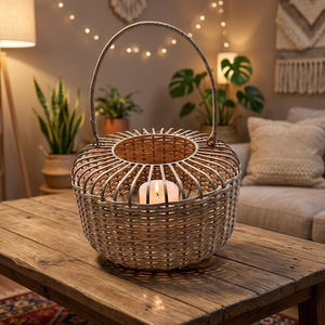 Support à bougie en rotin tressé à la main, porte-bougie en rotin naturel, support à bougie décoratif en rotin, décoration porte-bougie en rotin - Product Image 4