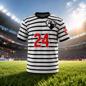 Maglia da Calcio Personalizzata a Righe, Sublimata, ad Asciugatura Rapida, Traspirante, in Poliestere, Uniforme da Squadra con Numero per Uomini e Ragazzi - Product Image 1