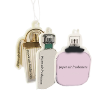 FTQS Désodorisant de voiture suspendu en forme de flacon de parfum, carte parfumée, OEM, marque privée, longue durée, cadeau automobile