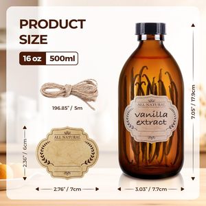 Botellas de vidrio transparente ámbar vacías de 125 ml (4 oz) para jarabe para la tos, aceites esenciales, líquidos orales, con tapa de rosca de aluminio y serigrafía dorada. - Product Image 2