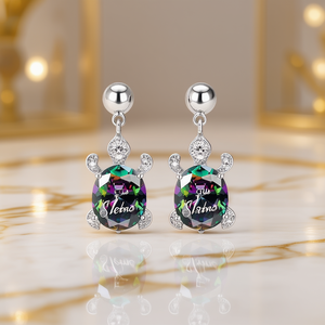 Orecchini Pendenti Sletno a Forma di Tartaruga in Oro Bianco con Quarzo Arcobaleno, Gioielli in Cristallo per Uso Quotidiano - Product Image 2