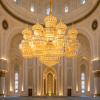 Lustre en cristal personnalisé pour grande mosquée, avec un design de style islamique doré, pour salle de prière et projets architecturaux religieux