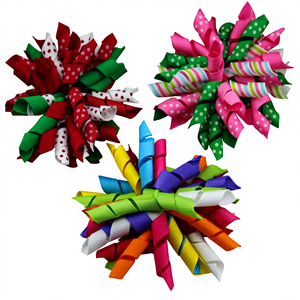 Nuovissimi fiocchi per capelli con nastro Korker stampa strisce per capelli a pois per accessori per bambini - Product Image 1