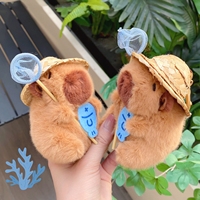Peluches en peluche Capibara porte-clés attraper poisson chapeau de paille Capybara peluche peluche peluche poupée Peluche Capybara porte-clés