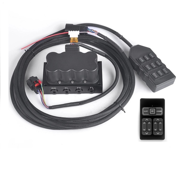 12V 200PSI Pneumatic air Suspension System Control Solenoid Manifold Valve With 9-button Handle and Remote Controller