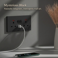 Prise murale universelle 13A standard britannique, noire, avec ports USB, pour Hong Kong et Macao