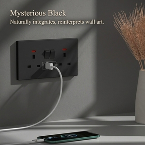 Enchufe USB Negro Nórdico Estándar Británico de 13A, Panel de Enchufe con Interruptor para Hong Kong y Macao - Product Image 4