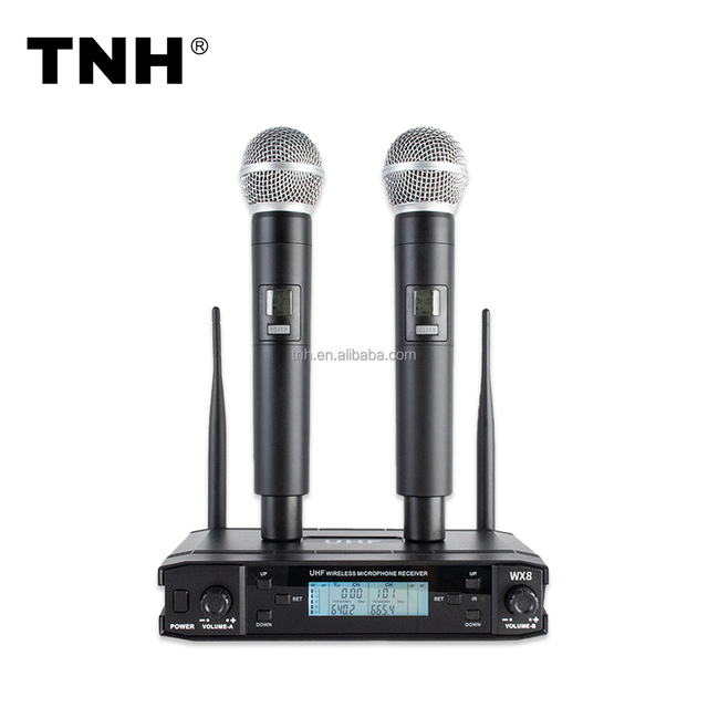 TNH PM- WX8 Professional Wireless Karaoke Microphone 2 Channel UHF Handheld Wireless Microphone System for Stage Performance