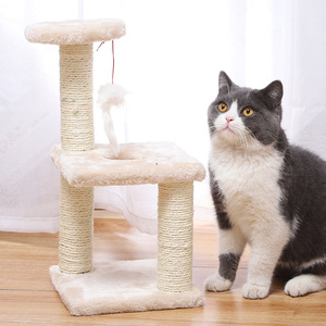 Tiragraffi per Gatti a Tre Livelli in Peluche, Compatto, per Gatti Piccoli e Medi, Giocattolo Interattivo per Affilare le Unghie, Intrattenimento e Salto - Product Image 4