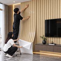 Papier peint autocollant à motif rayé en bois beige clair 1,2x3m, feuilles IXPE de 2,3mm pour les murs de la salle de séjour et les murs de télévision