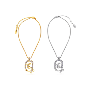 Collar Angelina con Cuentas, Letra E, Cristal, Diamantes de Imitación, Cadena de Serpiente, Joyería de Moda Unisex, Regalo, Chapado en Oro y Plata - Product Image 1