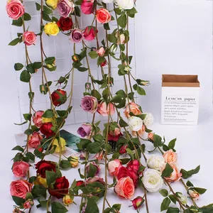 <span class=keywords><strong>Guirlande</strong></span> de roses artificielles à tige robuste avec feuilles vertes, <span class=keywords><strong>guirlande</strong></span> murale pour la maison et les mariages - Product Image 3