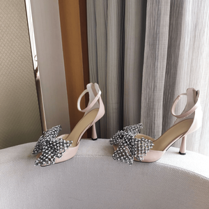 Zapatos de Tacón Jimmy para Mujer con Lazo Brillante y Correa en el Tobillo, Stilettos para Novia, Dama de Honor, Boda, Baile de Graduación - Product Image 1