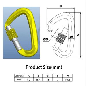 Mousquetons à verrouillage rotatif robustes 12KN avec logo personnalisé pour la randonnée, le camping, les hamacs, les clés, les porte-clés, les laisses pour chiens - Product Image 2