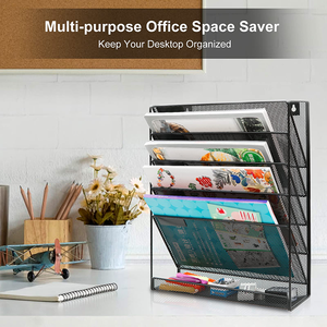 Wideny 6-Tier Wall Office Stationery Supply Metal Mesh <strong>File</strong> Mount Mounted Document Letter Wall <strong>Hanging</strong> <strong>File</strong> Organizer - Product Image 5