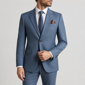<span class=keywords><strong>Costume</strong></span> de cérémonie homme <span class=keywords><strong>bleu</strong></span>, coupe ajustée, 3 pièces, style italien, en tissu peigné, pour affaires, mariage, bal de promo, soirée, bureau - Product Image 1