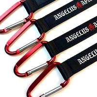 Gantungan Kunci Carabiner Logam Paduan Seng Kustom dengan Tali Lanyard Polyester untuk Pendakian, Tali Pergelangan Tangan Promosi, Gantungan Kunci Carabiner