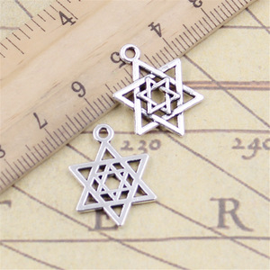 Dijes Estrella de <span class=keywords><strong>David</strong></span> Escudo 22x16mm Colgantes de color plata tibetana Joyería antigua Fabricación DIY Artesanía hecha a mano - Product Image 2