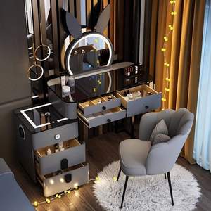 Tocador inteligente de madera maciza de lujo para dormitorio principal, almacenamiento multifuncional moderno, maquillaje integrado extensible - Product Image 4