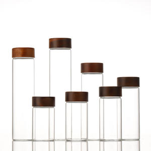 Frasco de Vidrio de Borosilicato de 47 mm de Diámetro con Tapa de Madera de Acacia y Plástico, Recipiente Hermético de Grado Alimenticio para Organización de Despensa - Product Image 1