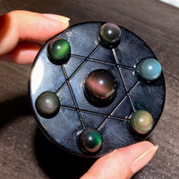 Sphère d'obsidienne arc-en-ciel naturelle, petite boule de verre volcanique noire polie 20mm 30mm, pierres de guérison pour la méditation, vente en gros