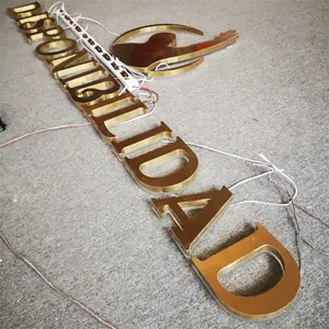 Letrero de letras Led 3D para Hotel, señal de Metal con Logo personalizado, letras de canal Led retroiluminadas de acero inoxidable