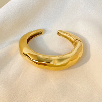 Bracelet ouvert en acier inoxydable massif plaqué or 18 carats, motif martelé, bijoux de mode en acier titane, étanche