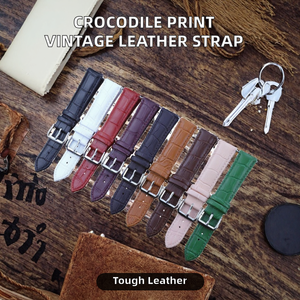 Bracelet de montre en cuir véritable à motif crocodile, style vintage classique, bracelet de remplacement, plusieurs couleurs et tailles pour accessoires - Product Image 2