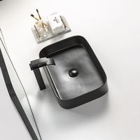 Lavabo de toilette en céramique noir mat lavabos lavandino nero dessus de table lavabos pour évier de salle de bain d'hôtel
