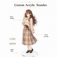Standee Karakter Akrilik Transparan Akrilik Embossed & Foil Perak untuk Dekorasi Ruang Game OEM & ODM Akrilik Buram