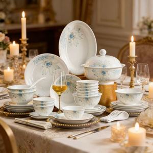 Service de table de luxe Sweet Cupid en porcelaine haute blancheur, 58 pièces, comprenant bols <span class=keywords><strong>et</strong></span> assiettes, idéal pour mariages, banquets <span class=keywords><strong>et</strong></span> occasions festives - Product Image 5