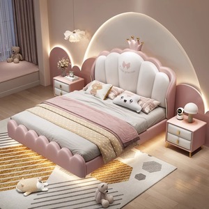 Letto per Bambini in Legno Massello Moderno e Minimalista, Design con Corona Rosa, Durevole ed Ecologico per <span class=keywords><strong>Camerette</strong></span> Femminili - Product Image 2