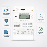 Medidor de Energía Inteligente Prepago STS de Tres Fases 10(60)A 220-240V con Token, Pantalla LED y Sistema de Venta, Precisión Clase 1.0