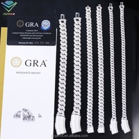 Brazalete de 9 mm y 13 mm de Ancho, Chapado en Oro de 18 Quilates, Plata de Ley S925, Pasa el Test de Diamantes, Brazalete de Moissanita VVS para Hombre