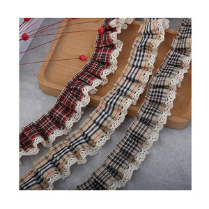 Nastro in pizzo plissettato a quadri da 3 cm (1,2 pollici), passamaneria in nylon e <span class=keywords><strong>cotone</strong></span> per cucito, per orli di abiti vintage, gonne e lavoretti fai da te - Product Image 5