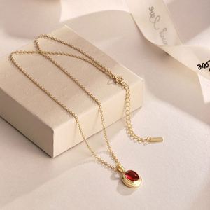 Dylam, el Mejor Regalo para el Día de San Valentín, en Existencia, Joyería Fina, Plata de Ley 925, Collar con Colgante de Circonia Roja Ovalada 5A - Product Image 6