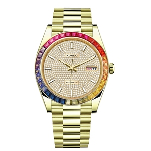 Relojes Automáticos de Lujo para Hombre, OEM, 40MM, Oro, Acero Inoxidable Sólido, Diamantes, Movimiento Mecánico Japonés Miyota 8205, Zafiro - Product Image 1