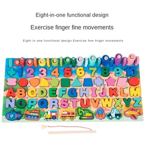 Juguete Educativo de Madera, <span class=keywords><strong>Ocho</strong></span> en Uno, con Forma de Vehículo, Números, Letras y Tablero de Pesca, Ecológico, para la Educación Temprana de Niños - Product Image 2