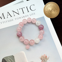 Bracelet en quartz rose naturel et fantôme de flocon de neige, bijoux de guérison en cristal violet, cadeau romantique pour elle, FJYA
