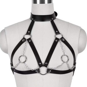 Hot-selling European and American cross-border PU bondage belt with metal <b>chain</b>, sexy chest binder, <b>waist</b> belt, and integrated - Product Image 4