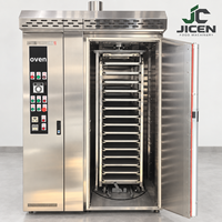 Four rotatif pour boulangerie avec rotation des grilles, éclairage intérieur et enveloppe en acier inoxydable