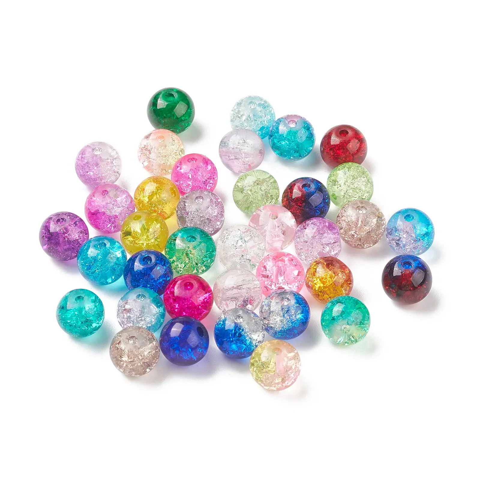 PandaHall 500 grammi perle di vetro Crackle trasparenti rotonde di colore misto 8mm