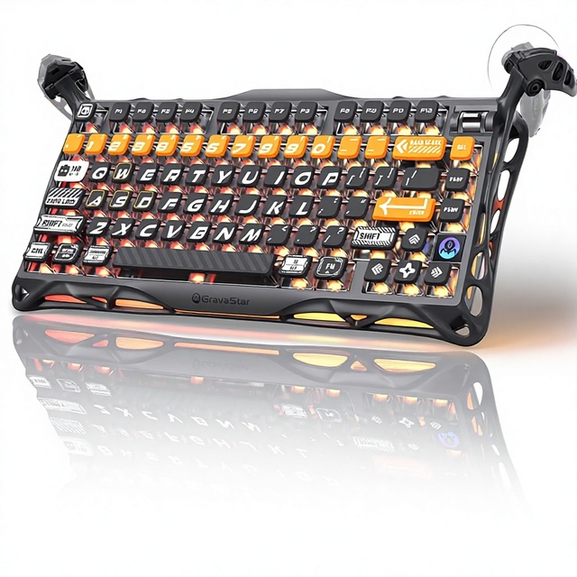 For GravaStar Mercury K1 Pro Wireless Mechanical Gaming Keyboard 75% Layout RGB Custom Aluminum Alloy Matte Black Frame