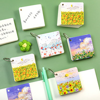 Carnet à anneaux en fer Série Peinture à l'huile, Carnet de notes créatif à motifs paysagers, Cahier vierge pour étudiants, Carnet de mots en anglais, Papeterie