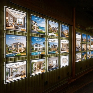 Enseignes lumineuses LED rectangulaires personnalisées pour agents immobiliers, à suspendre, avec cadre en acrylique, économes en énergie, option double face - Product Image 1