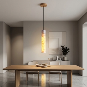 <span class=keywords><strong>Suspension</strong></span> nordique en albâtre espagnol, luminaire tubulaire réglable en hauteur, lustre en marbre pour salle à manger - Product Image 3
