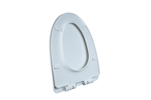 Asiento de inodoro redondo moderno de color blanco con tecnología de cierre lento y silencioso y bisagras de liberación rápida para una fácil limpieza del baño - Product Image 4