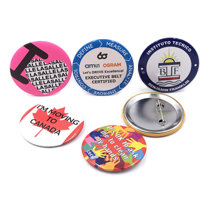 Wholesale <strong>Button</strong> Pins Cheap Custom Round Shaped Tinplate <strong>Material</strong> Metal Brooch <strong>Badges</strong> for Promotion - Product Image 2